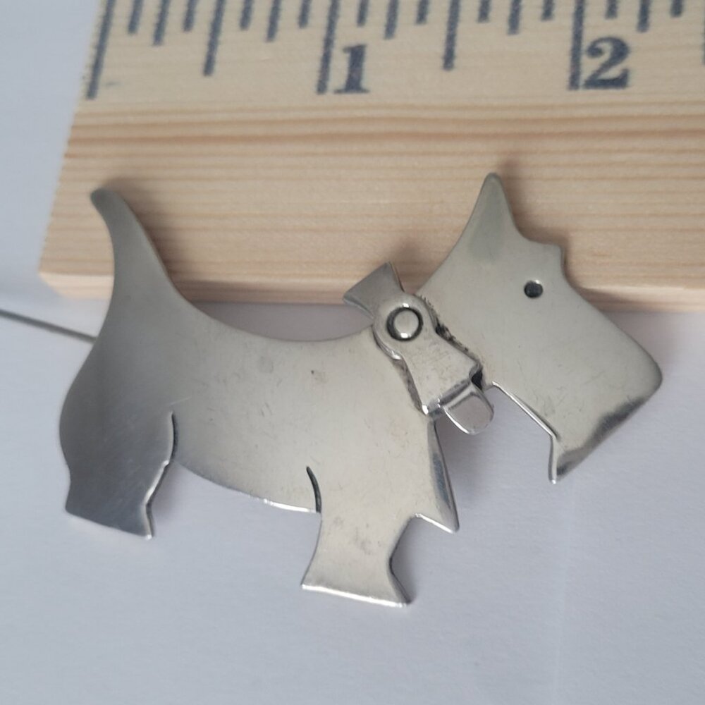 Scottie Terrier Dog Vintage Pin Sterling Silver Taxco Dog Lover Brooch - Picture 10 of 15
